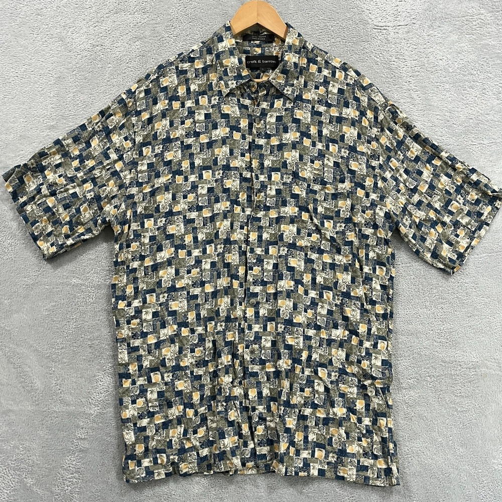 VTG Croft & Barrow Shirt Mens L‎ Tropical Pineapple Hawaiian Costal Beach